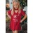 Red Dandelion Letters Print Keyhole Front T Shirt Dress