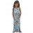 Light Blue Floral Print Sleeveless Little Girl Maxi Dress