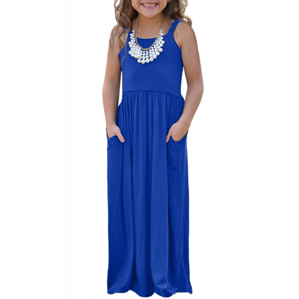 Blue Girls Suspender Pocket Dress