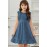 Blue Ruffled Empire Waist Pleated Flowy Kid Dress