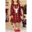 Girls Plaid Reindeer Graphic Ruffled Dress