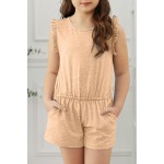 Apricot Ruffled Sleeveless Little Girl Romper
