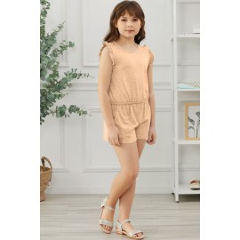 Apricot Ruffled Sleeveless Little Girl Romper