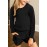 Black Solid Color Long Sleeve Elastic Waist Pocket Girl’s Romper