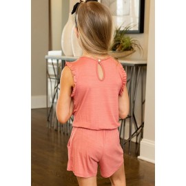 Red Be Kind Daisy Graphic Ruffle Sleeved Kids Playsuit