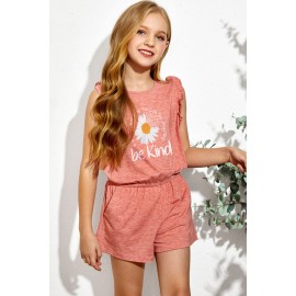 Red Be Kind Daisy Graphic Ruffle Sleeved Kids Playsuit