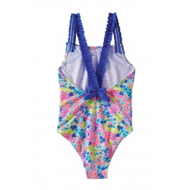 Multicolored Little Girls’ Flower Print One Piece Swimsuit