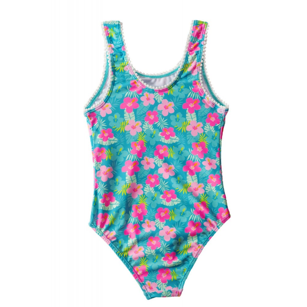 Little Girl’s Flower Print One Piece Swimsuit