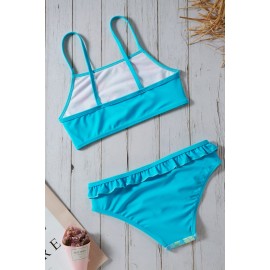 Blue Floral Strappy Little Girls’ Tankini Set