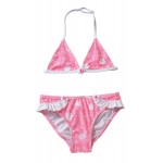 Pink Floral Halter Bathing Suit for Girls