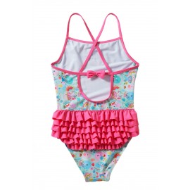 Girls’ Cartoon Fish World Ruffle Back Teddy Swimsuit