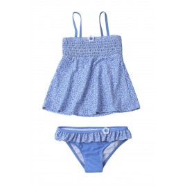 Blue Printed Kid Girls Tankini Swimwear