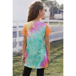 Orange Dandelion Butterfly Tie-dye Twisted Little Girl Top