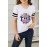 White Baseball Letter Graphic Print Striped Short Sleeve Girl's T Shirt