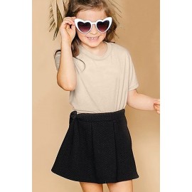 Apricot Solid Color Short Sleeve Crewneck Kid's Tee