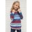 Blue Cowl Neck Girl's Striped Sweatshirt