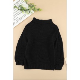 Black Turtleneck Knitted Girls Sweater